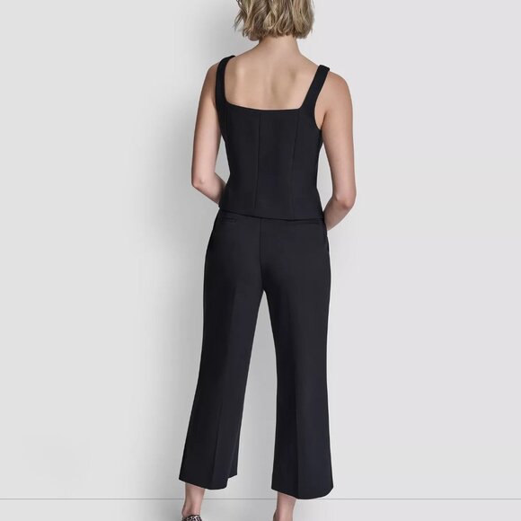 DKNY Womens Tailored Designer Sleeveless Square-Neck Vest Layering Top Black NWT - Picture 5 of 7